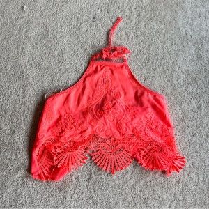 Open Back Embroidered Halter Top